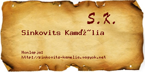 Sinkovits Kamélia névjegykártya